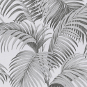 Close-up material sample of the Erismann Modern Balance 10600-15 design showing the deep black canopy leaf print details.