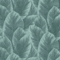 Close-up material sample of the Erismann Modern Balance 10602-07 design showing the green palm foliage layers and metallic highlights.
