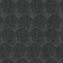 Close-up material sample of the Erismann Modern Balance 10603-15 design showing the black imperial leaf trail and metallic details.