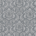 Close-up material sample of the Erismann Modern Balance 10604-47 design showing the anthracite charcoal traditional damask print details.