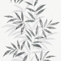Close-up material sample of the Erismann Modern Balance 10607-15 design showing the black and grey trailing botanical leaf stripe details.