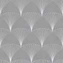 Midbec Design Art Deco Fan Silver/Grey Metallic Wallpaper - 12004