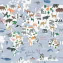 Holden Decor Animal Maps Blue Multi Wallpaper - 13250