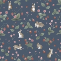 Holden Decor Bunnies and Berries Navy Wallpaper - 14142