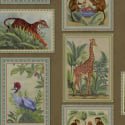 Flat swatch of 14270 showing animal frames and gold highlights.