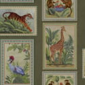 Flat swatch showing the green frames and jungle wildlife scenes.