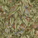 Holden Decor Odyssey Lemur Leaves Rust/Green Wallpaper - 14312