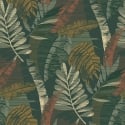 Belgravia Decor Sarika Leaf Green/Orange Metallic Wallpaper - 1603