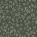 Flat swatch of Galerie Hangbjork Woodland Tree in dark green showing the smooth non-woven flat paper surface.