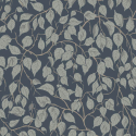 Flat swatch of Galerie Hangbjork Woodland Tree in blue and grey showing the smooth non-woven flat paper surface.