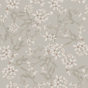 Flat swatch of Galerie Paradis Floral in beige and grey showing the smooth non-woven flat paper surface.