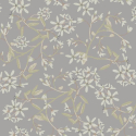 Flat swatch of Galerie Paradis Floral in grey showing the smooth non-woven flat paper surface.