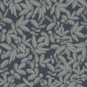 Flat swatch of Galerie Lovskog Foliage Leaf in blue and grey showing the smooth non-woven flat paper surface.