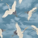 Catherine Lansfield Cranes Blue Metallic Wallpaper - 206513
