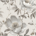 Muriva Alethia Floral Grey Metallic Wallpaper - 227502