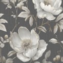Muriva Alethia Floral Black Metallic Wallpaper - 227503