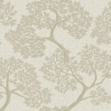 Flat swatch of 36460 showing the cream base and metallic tree print.