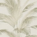 Michalsky Living Fanned Palm Leaf Cream/Green Metallic Wallpaper - 39980-2