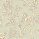 Close-up material sample of the Rasch Florentina Angelina 400921 pattern showcasing the sage metallic floral trails on a textured ground.