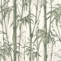 Rasch Bamboo Shimmer White/Green Metallic Wallpaper - 484847