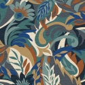 Belgravia Decor Casa Abstract Retro Leaf Blue Wallpaper - 5903