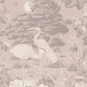 Belgravia Decor Izumi Oriental Cranes Pink Wallpaper - 741