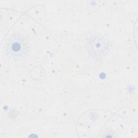 Flat material sample of the AS Creation Lilly & Luis 77131-1 design showing the detailed beige and blue starry galaxy print.