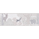 Flat material sample of the AS Creation Lilly & Luis 77175-2 design highlighting the warm brown and beige woodland illustrations.