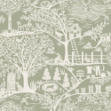 Flat swatch of Belgravia Decor Homegrown in green showing the detailed flat paper substrate surface.