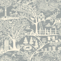 Flat swatch of Belgravia Decor Homegrown in blue showing the detailed flat paper substrate surface.