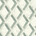 Flat swatch of Versace Tarsia Geo in green showing the detailed non-woven substrate surface.