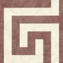 Flat swatch of Versace Greek in cream and red showing the detailed non-woven substrate surface.