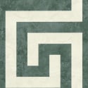 Flat swatch of Versace Greek in green showing the detailed non-woven substrate surface.