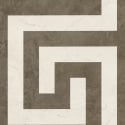 Flat swatch of Versace Greek in brown showing the detailed non-woven substrate surface.