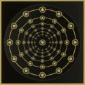 Flat swatch of Versace I Love Baroque in black and gold showing the detailed non-woven substrate surface.