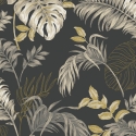 Grandeco Attitude Allison Tropical Black/Gold Metallic Wallpaper - A64303