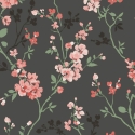 Grandeco Omaru Jasmin Floral Blossoms Black Wallpaper - A70001
