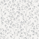 Grandeco Omaru Calluna Leaf Motif Silver Metallic Wallpaper - A71402
