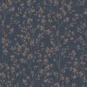 Grandeco Omaru Calluna Leaf Motif Navy Metallic Wallpaper - A71404