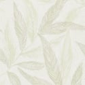 Flat scan of the AS Creation Hygge 3 79096-1 design displaying the cream and green leaf palette with metallic highlights.