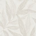 Clean sample scan of the AS Creation Hygge 3 79096-2 design showing the cream leaves and silver metallic detailing.