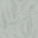 Flat material sample of the AS Creation Hygge 3 79096-5 design showing the rich green leaves and silver metallic accents.