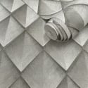 Belmont House Mojo Geometric Silver Grey Metallic Wallpaper - BH17