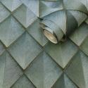 Belmont House Mojo Geometric Thames Blue Metallic Wallpaper - BH23