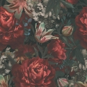Galerie Antique Floral Motif Green/Red Wallpaper - BW51000