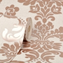 Fine Decor Quartz Damask Rose Gold Glitter Wallpaper - FD42204