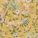 Fine Decor Eleanor Floral Birds Ochre Wallpaper - FD43446