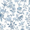 Fine Decor Eleanor Floral Birds Blue Wallpaper - FD43447