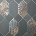Fine Decor Miami Geo Charcoal/Copper Metallic Wallpaper - FD42833