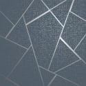 Fine Decor Quartz Fractal Navy/Silver Glitter Metallic Wallpaper - FD42683